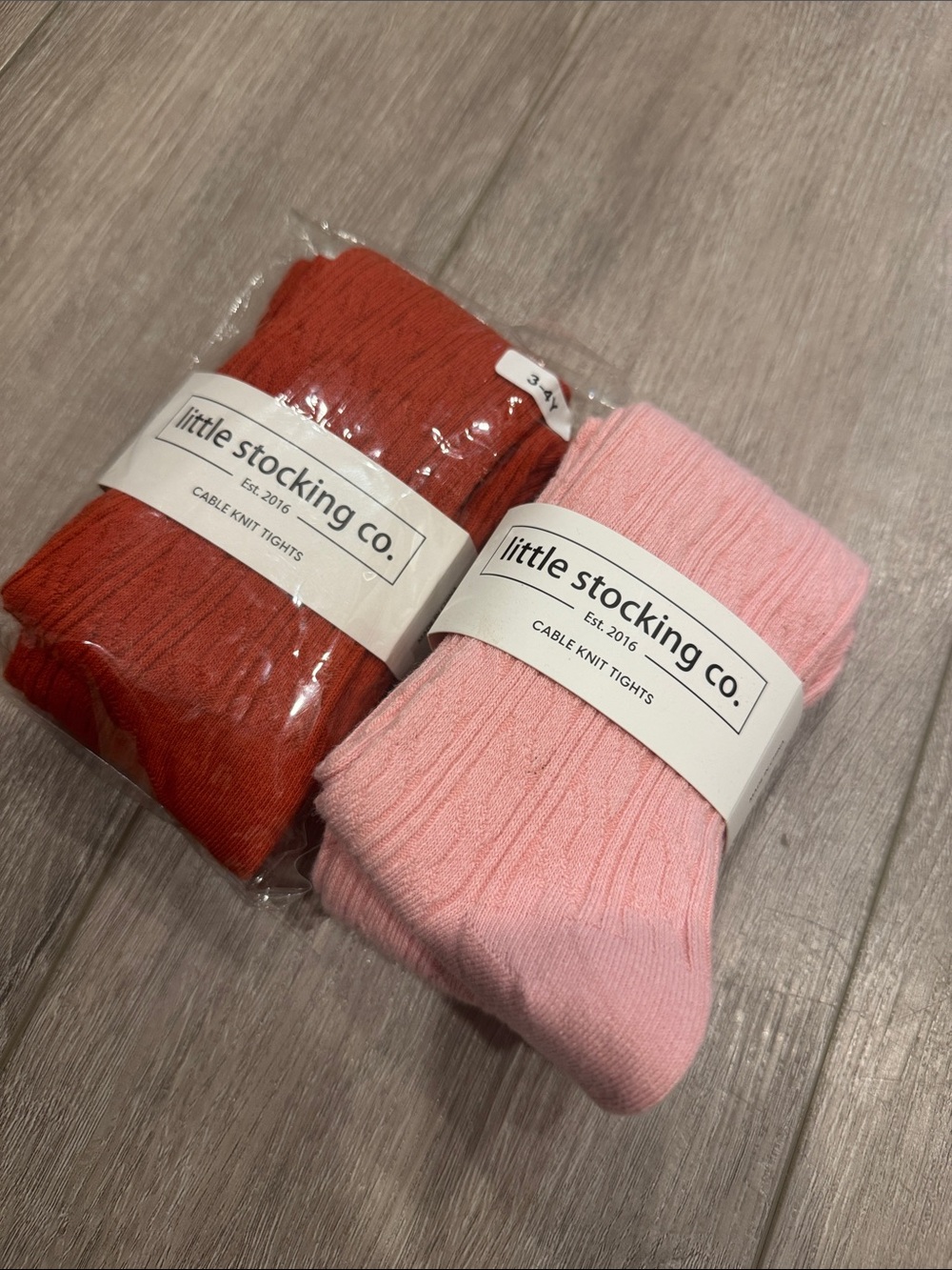 Kids Cable Knit Tights – Pink & persimmon
